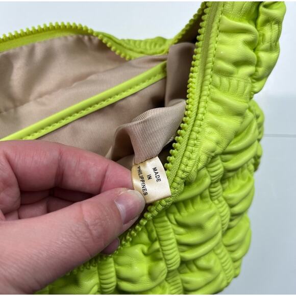 Jason Wu Fay Bubble Vegan Leather Baguette Shoulder Bag in Electric Lime Neon - Picture 7 of 7
